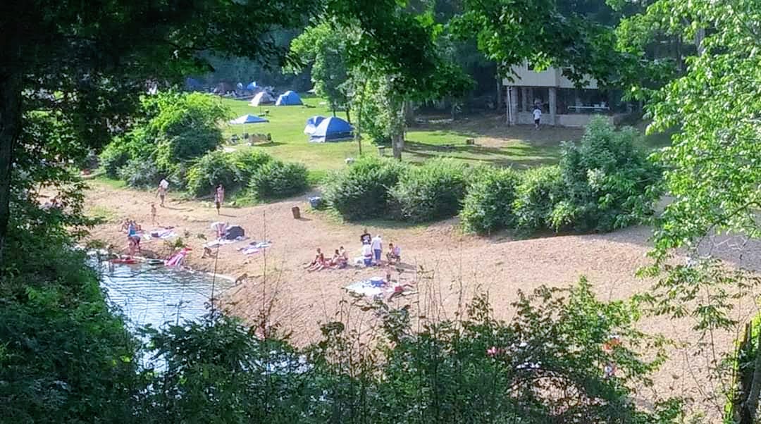 Campground along the bank of the Piney river